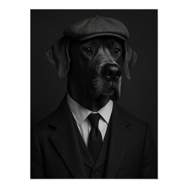 Distinguished Great Dane in Suit & Flat Cap Poster (Vorderseite)