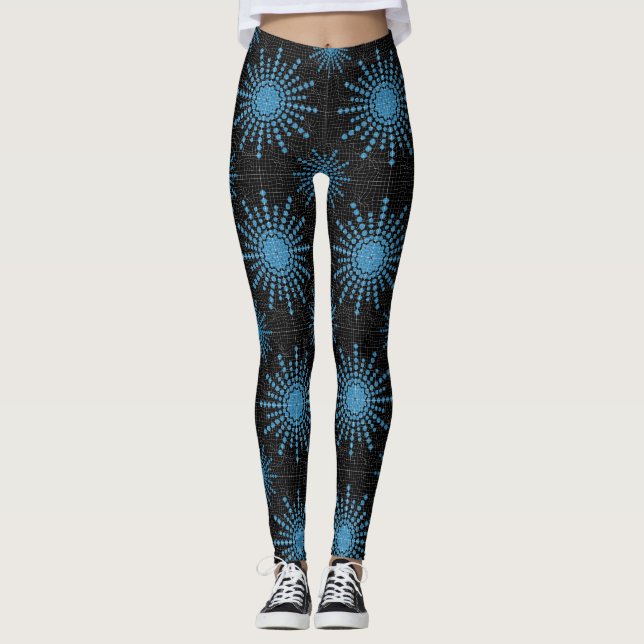 Distortionskreise 03.b Schwarze BG Leggings (Vorderseite)
