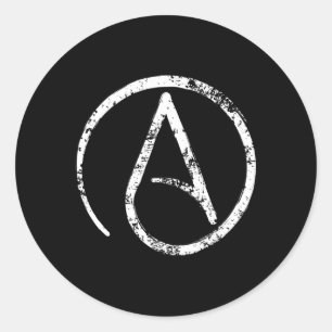 Distresierter Atheismus Atheist Symbol Huist säkul Runder Aufkleber