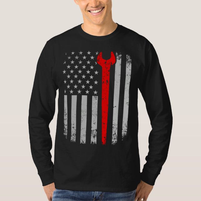 Distress American Flag Ironworker T-Shirt (Vorderseite)