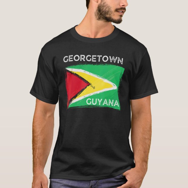 Distress Guyana Flag Georgetown Guyana Guyana Ro T-Shirt (Vorderseite)
