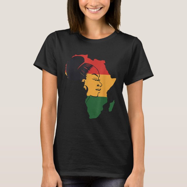 Distressed African Map With Afro Queen In Africa F T-Shirt (Vorderseite)