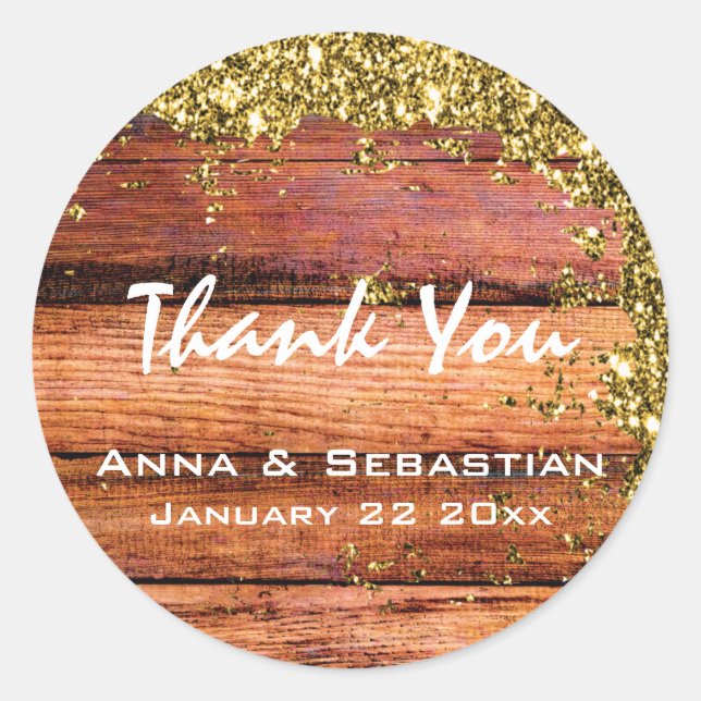 *~* Distressed Aged Wood Glitzer Generische AP49 Runder Aufkleber (Vorderseite)