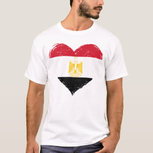 Distressed Ägypten-Flagge-Herz Herren Weiß T-Shirt