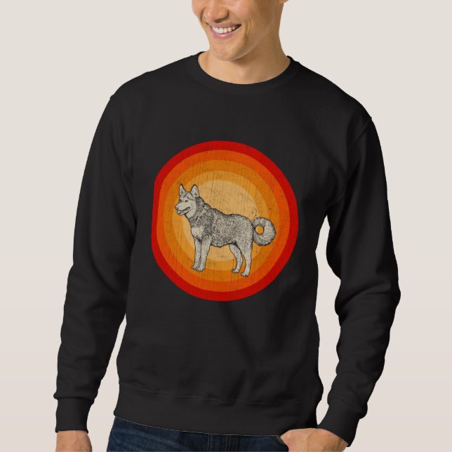 Distressed Alaskan Malamute Dog  Retro Style Sweatshirt (Vorderseite)