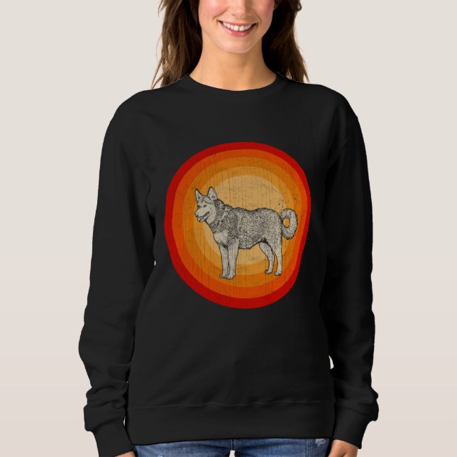 Distressed Alaskan Malamute Dog  Retro Style Sweatshirt (Vorderseite)