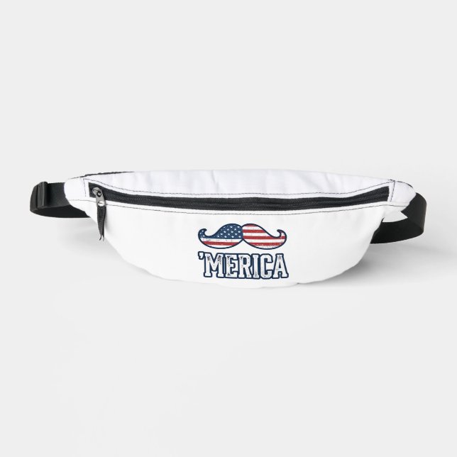 Distressed America Mustache Patriotic Vector Desig Bauchtasche (Vorderseite)