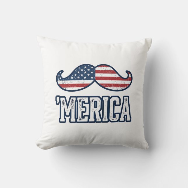 Distressed America Mustache Patriotic Vector Desig Kissen (Vorderseite)