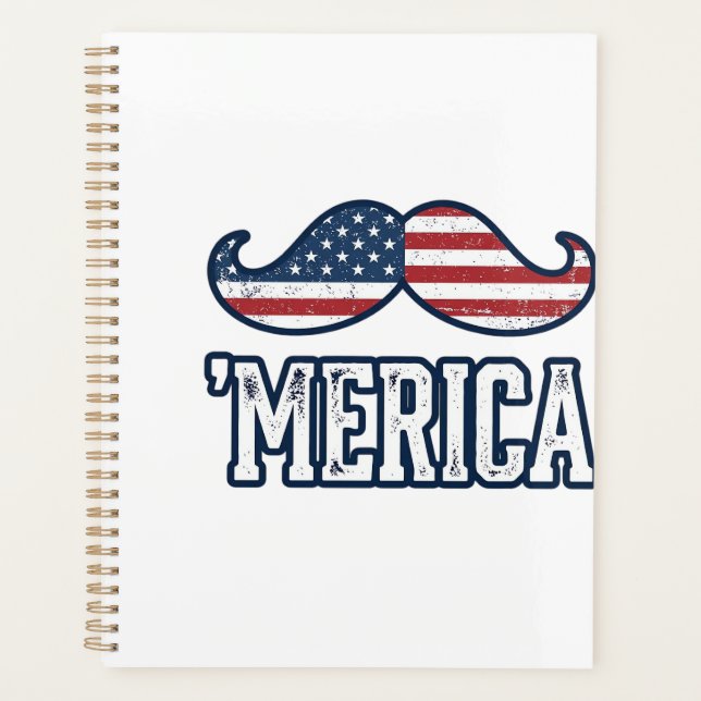 Distressed America Mustache Patriotic Vector Desig Planer (Vorderseite)