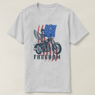 Distressed American Flag Motorcycle Rider Freedom T-Shirt