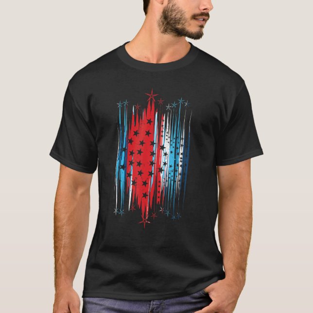 Distressed American Flag Patriot Labour Day I Love T-Shirt (Vorderseite)
