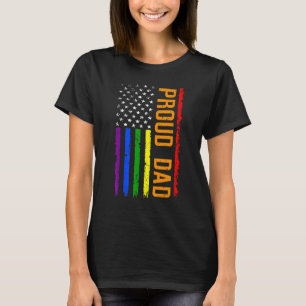 Distressed American Flag Stolz Dad Lgbt Lesbisch G T-Shirt
