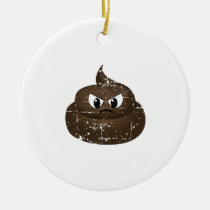 Distressed Angry Cartoon Poop Keramikornament