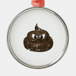 Distressed Angry Cartoon Poop Ornament Aus Metall