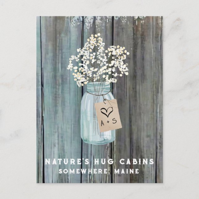 *~* Distressed AP49 QR Mason Jar Feiertagspostkarte (Vorderseite)