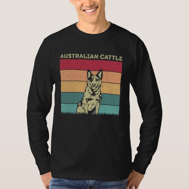 Distressed Australian Cattle Dog  Boys Girls Retro T-Shirt (Vorderseite)