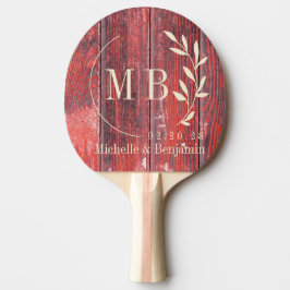 Distressed Barn Boards Leaf Wedding Monogram Tischtennis Schläger