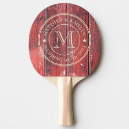 Distressed Barn Boards Wedding Monogram Star Tischtennis Schläger