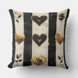 DISTRESSED BLACK GOLD WHITE VALENTINE THEMA KISSEN