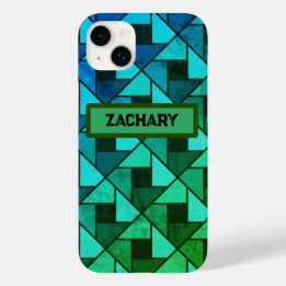 Distressed Blue Green Geometric Case-Mate iPhone 14 Plus Hülle