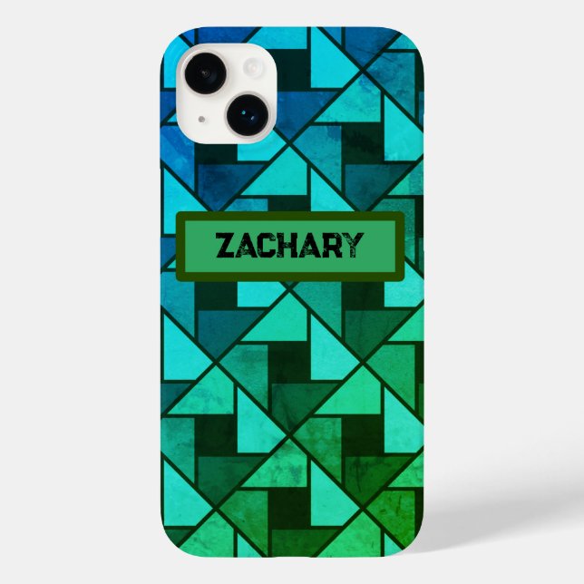 Distressed Blue Green Geometric Case-Mate iPhone Hülle (Rückseite)