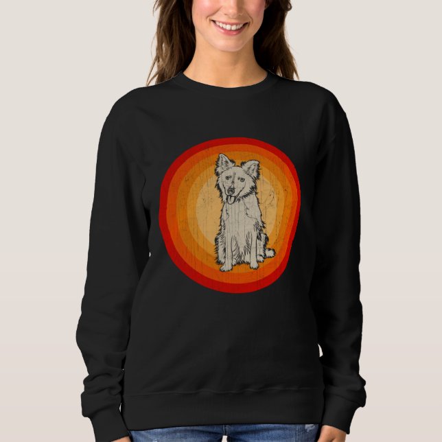Distressed Border Collie Dog  Retro Style Sweatshirt (Vorderseite)