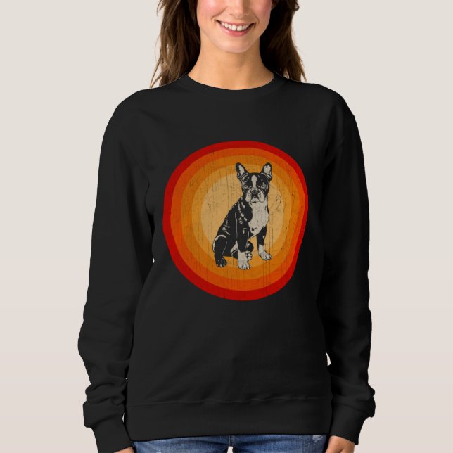 Distressed Boston Terrier  Retro Style Sweatshirt (Vorderseite)