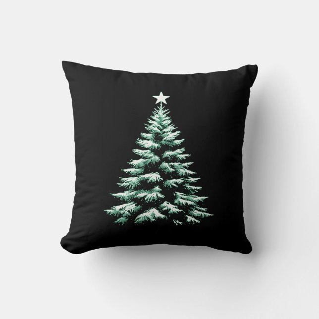 Distressed Christmas Tree Green Peppermint Stripes Kissen (Vorderseite)