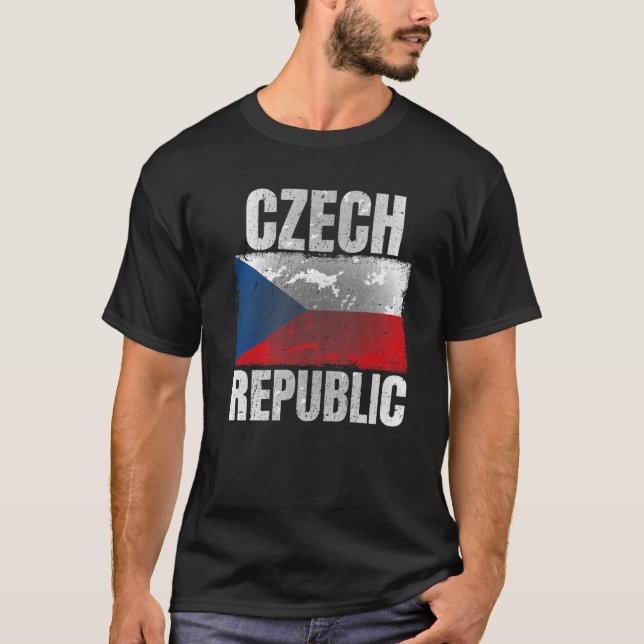 Distressed Czech Republic Flag Graphic For Men Wom T-Shirt (Vorderseite)