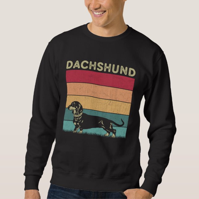 Distressed Dachshund Dog  Boys Girls Retro Style D Sweatshirt (Vorderseite)