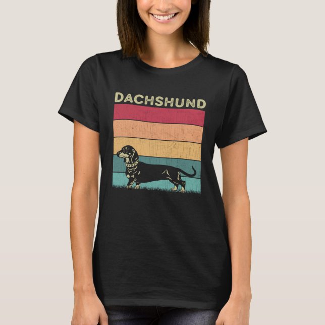 Distressed Dachshund Dog  Boys Girls Retro Style D T-Shirt (Vorderseite)