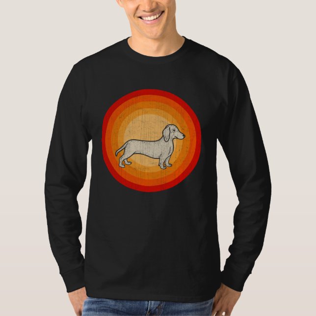 Distressed Dachshund Dog  Retro Style T-Shirt (Vorderseite)