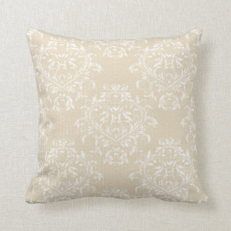 Distressed Damask / Jacquard Wurfkissen - Beige Kissen