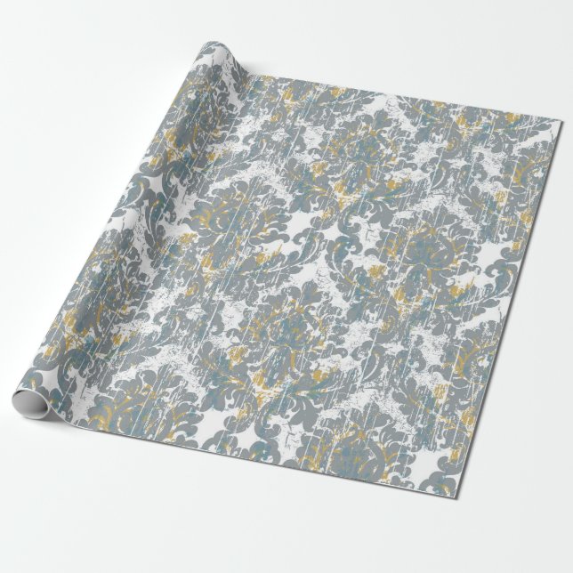 Distressed Damast-Muster Geschenkpapier (Ungerollt)