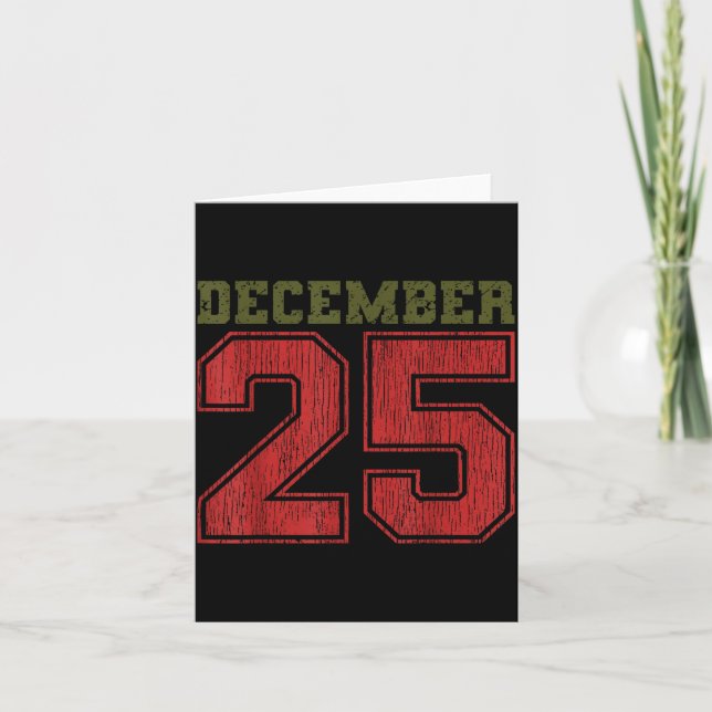 Distressed December 25 Vintage Christmas Holiday G Karte (Vorderseite)