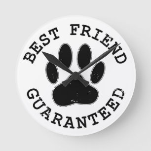 Distressed Dog Paw Best Friend Guaranteed Runde Wanduhr