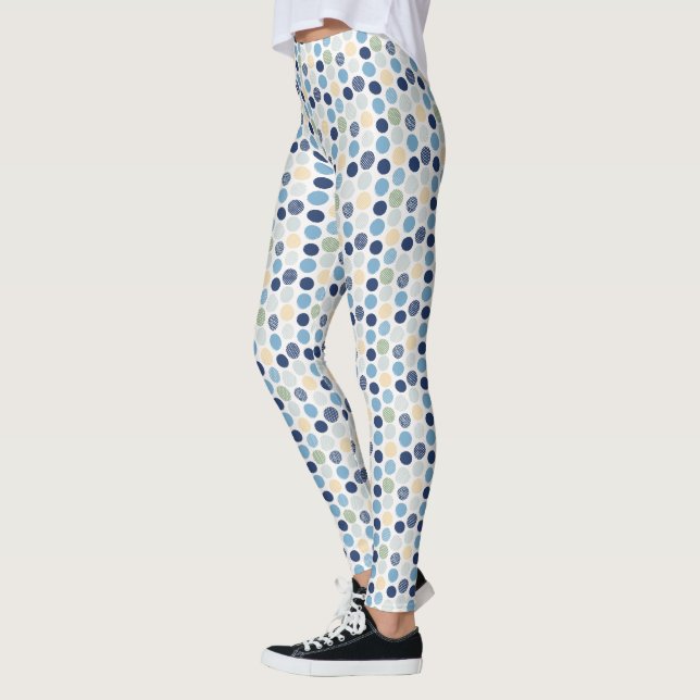 Distressed Dots Blue Green Circles Messy Leggings (Links)