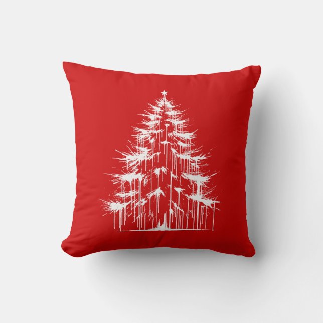 Distressed Drippy Gothic Chic Red Christmas Tree Kissen (Vorderseite)
