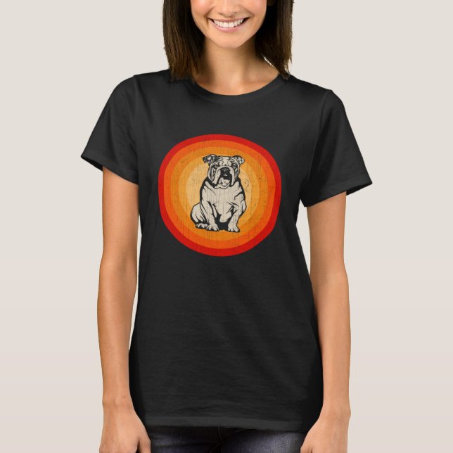 Distressed English Bulldog  Retro Style T-Shirt (Vorderseite)
