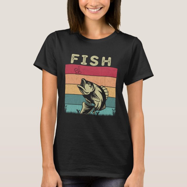 Distressed Fish  Boys Girls Retro Style Fish T-Shirt (Vorderseite)