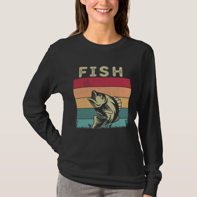 Distressed Fish  Boys Girls Retro Style Fish T-Shirt (Vorderseite)