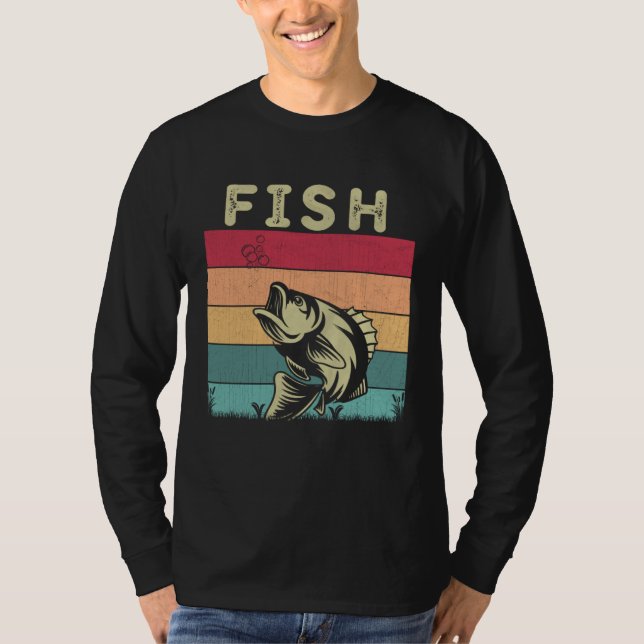 Distressed Fish  Boys Girls Retro Style Fish T-Shirt (Vorderseite)
