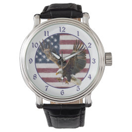 Distressed Flag Eagle Landing Armbanduhr