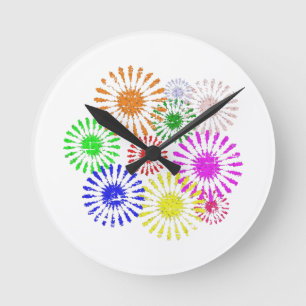 Distressed Flower Burst Runde Wanduhr