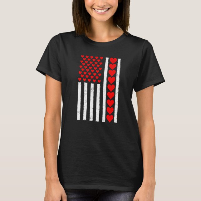 Distressed Funny American Flag Heart Valentine's D T-Shirt (Vorderseite)