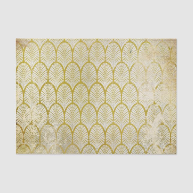Distressed Gold Geometric Art Deco Seidenpapier (Vorderseite)