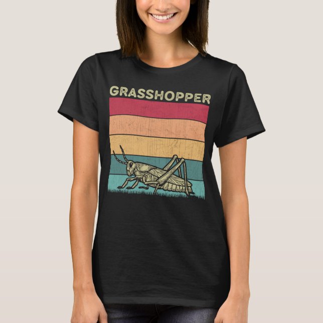 Distressed Grasshopper Lover Boys Girls Retro Gras T-Shirt (Vorderseite)