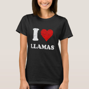 Distressed Grunge Abgenutzter Stil Ich Liebe Lamas T-Shirt