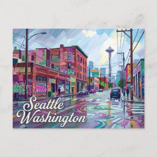 Distressed Grunge Seattle Washington Postkarte