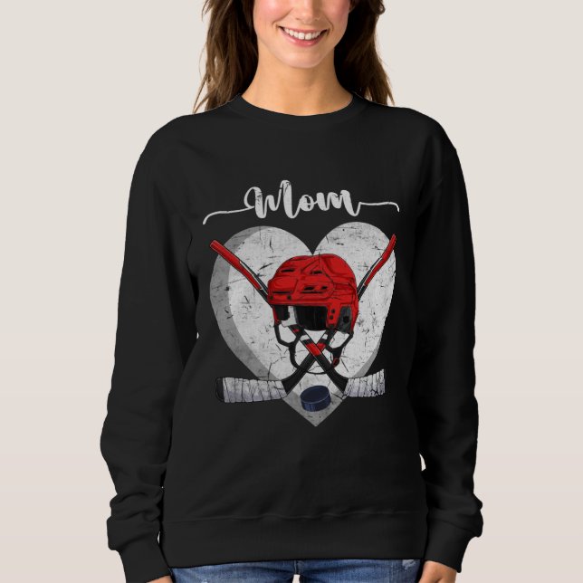 Distressed Heart Hockey Mom Heart Cute Mother s Da Sweatshirt (Vorderseite)